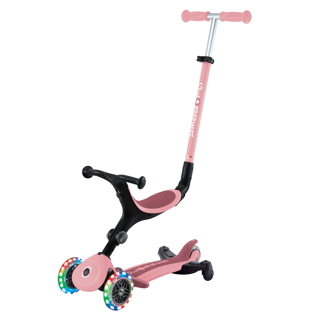 GLOBBER GO UP ACTIVE LIGHTS 360* пастельно-розовый (749-310)