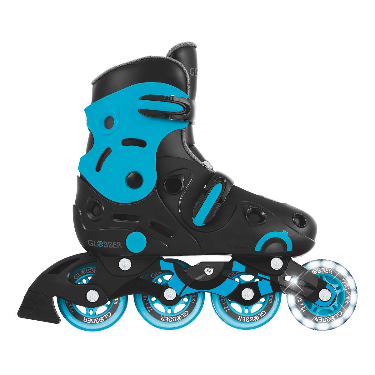 GLOBBER Ролики GO SKATES черно-аквамарин 34-37 (785-100)