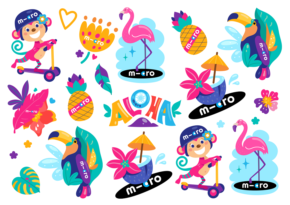 Стикерпак Micro на самокат - Алоха 15 шт