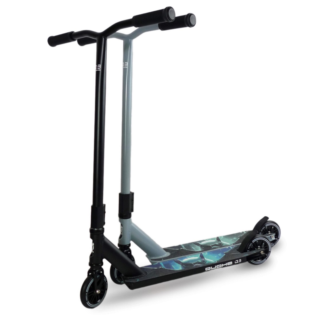 Самокат трюковой Quake Q3 Crazy bat черный/голубой (44060)