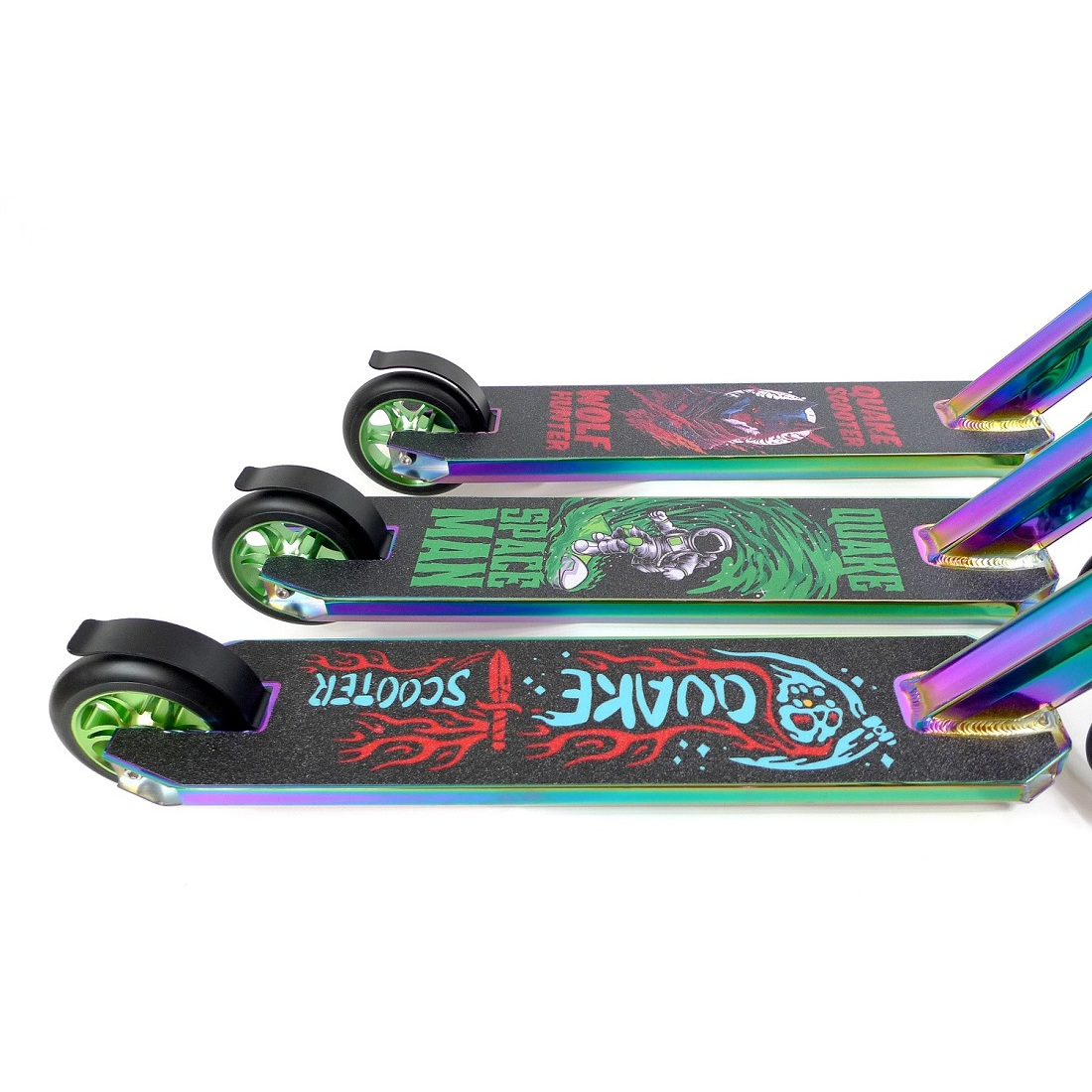 Самокат трюковой QUAKE Q1 Death черный/цветная гальванизация (44072)