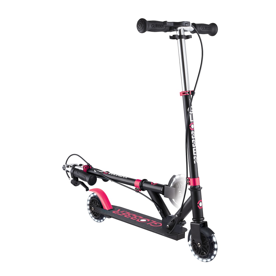 GLOBBER FLOW ELEMENT JUNIOR LIGHTS черно-розовый (729-110)